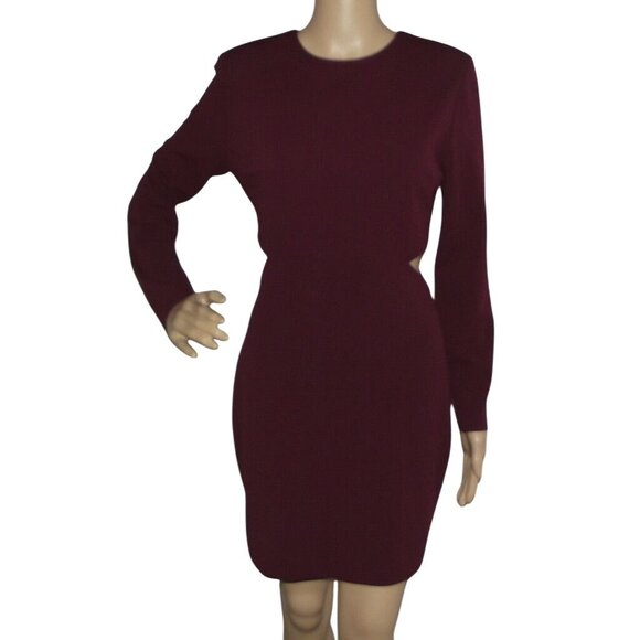 Express Sheath Dress Womens Small Wine Strong Shoulder Side Cutout Mini 4-6 - Picture 1 of 13